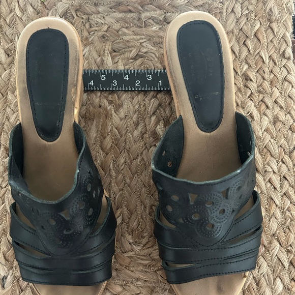 Spring Step black Italian Leather Platform Wedge Sandals Size 39 / 8.5 - Picture 2 of 6